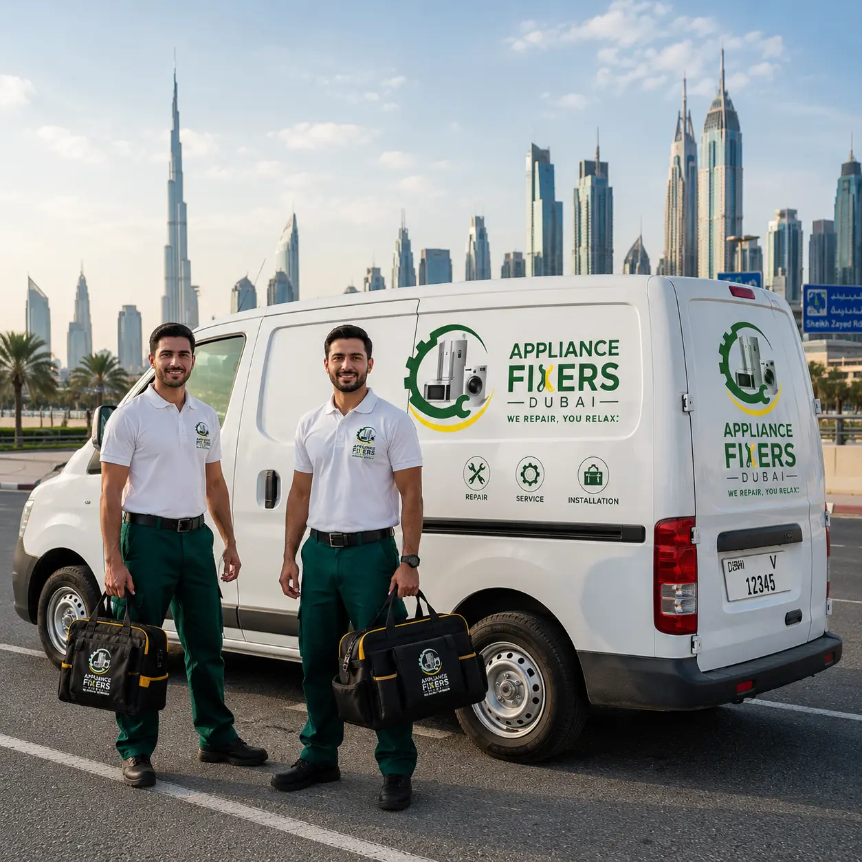 Appliance Fixers Dubai service van ready for doorstep appliance repair across Dubai